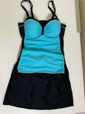 New Size M Black & Turquoise Women’s Tankini Swim Dress